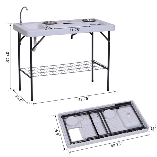 Portable Folding Camping Table with Sink /  Dining Table