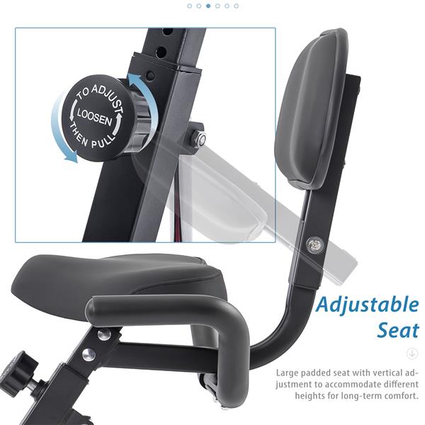 Folding Exercise Bike, Fitness Upright and Recumbent  with 16-Level Adjustable Resistance, Arm Bands and Backrest 