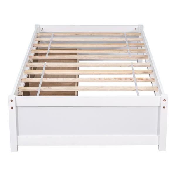 Twin Bed with 2 Drawers, Solid Wood, No Box Spring Needed ,White