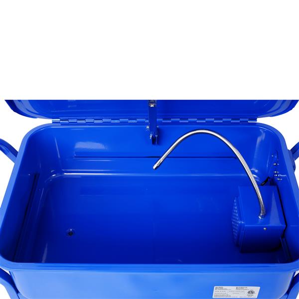 Mobile Parts Washer, 20 Gallon Capacity Portable Parts Cleaner for Use with Water Based Cleaning Solutions, Heavy Duty 20 Gauge Steel, 325 GPH Pump Power, with Drain Tray