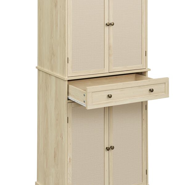 4 Door Cabinet with 1 Drawer, with 4 Adjustable Inner Shelves, Storage Cabinet