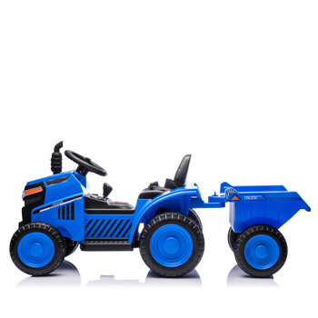 12V Kids Ride On Electric Tractor Black Knight,Kids Ride On Toy.2WD,Non-skid tires, steering wheel, foot pedal,With Removable storage tug,Light,Bluetooth,Music,MP3,USB,Power Display For Kids Aged 3+.