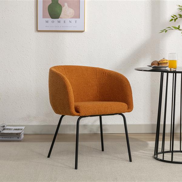 039-Set of 1 Fabric Dining Chair With Black Metal Legs,Ginger