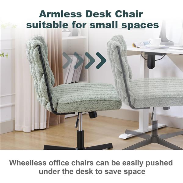 Armless Office Desk Chair No Wheels, GREEN