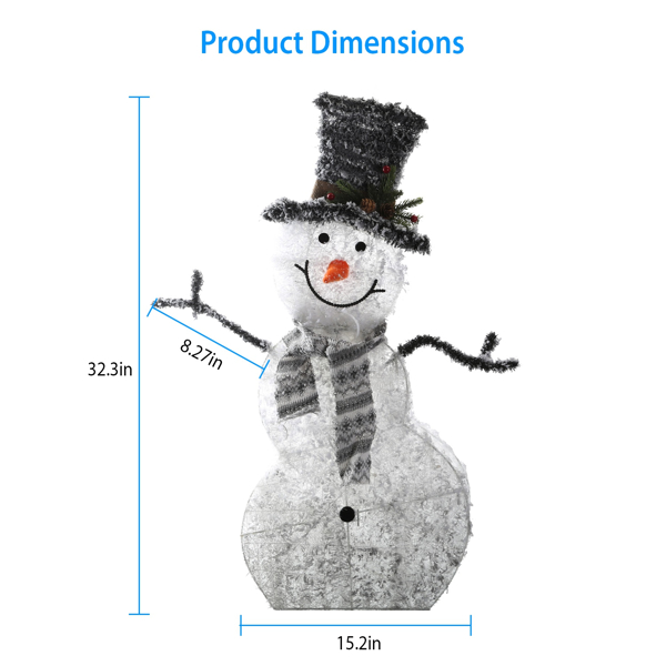 LED Christmas Snowman Decoration lighted up snowman Collapsible Battery Operated Lighted Snowman Indoor Outdoor Garden Light with Removable Hands Scarf Christmas tree, at backyard, porch, bedroom