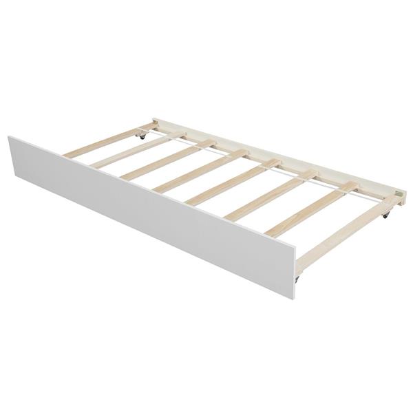 Twin size Platform Bed with Trundle, White