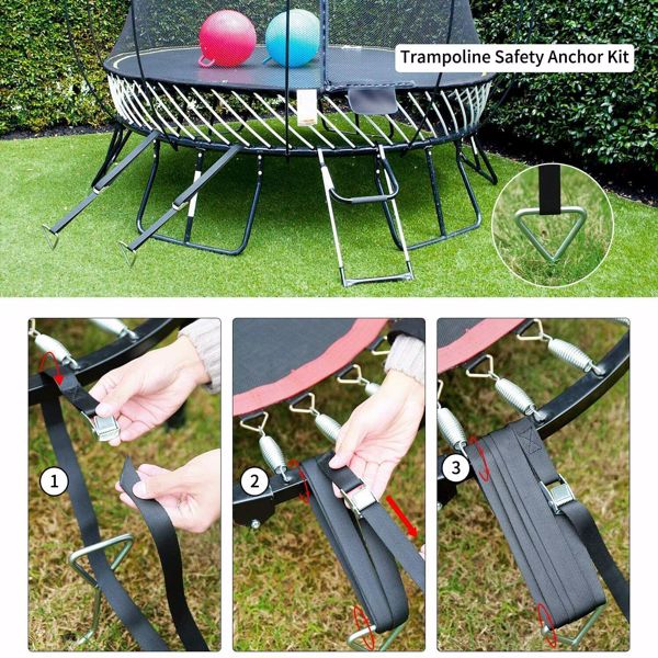 4X Heavy Duty Trampoline Anchor Ground Pegs Tie Down Kit Corkscrew Spiral UK