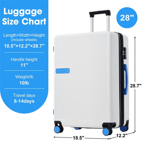 Contrast Color Hardshell Luggage 28inch Expandable Spinner Suitcase with TSA Lock Lightweight