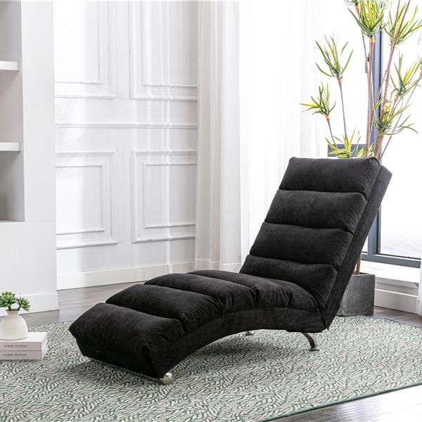 Linen Chaise Lounge Indoor Chair, Modern Long Lounger for Office or Living Room