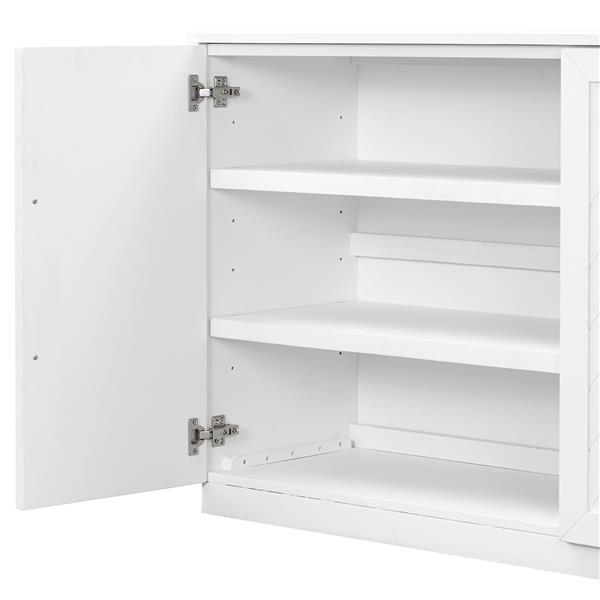 Sideboard with 4 Doors Large Storage Space Buffet Cabinet with Adjustable Shelves and Silver Handles for Kitchen, Dining Room, Living Room (White)