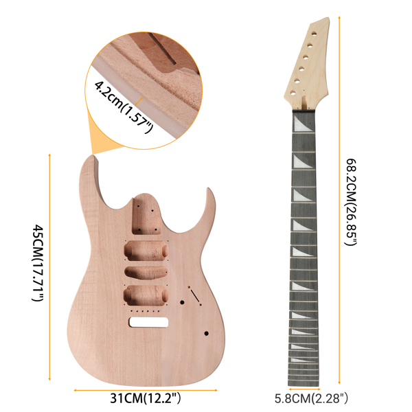 DIY 6 String 170 Style Electric Guitar Kits with Mahogany Body, Maple Neck and Accessories