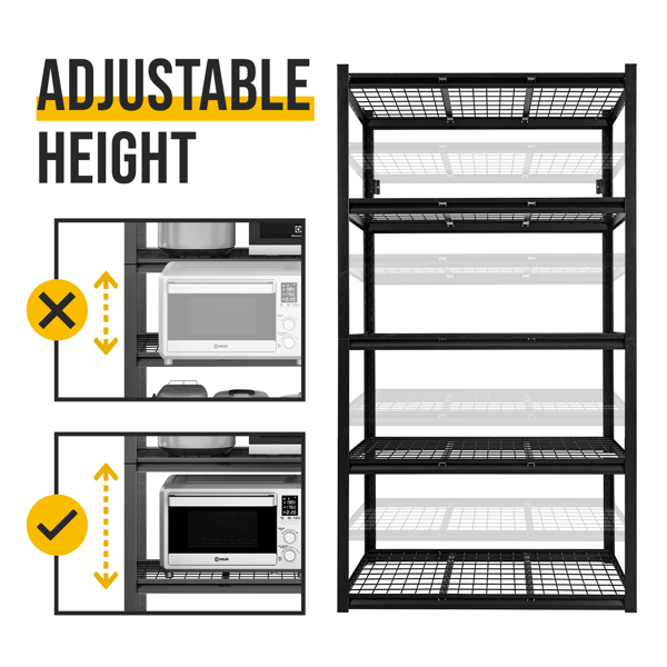 5-Tier  Adjustable Metal Shelving Unit ,Heavy Duty Garage Shelving,Storage Racks,Industrial Utility Shelf,39.4" W x 18 "D x 72''H, Black for Garage, Basement, Warehouse, Workshop,kitchen and so on.