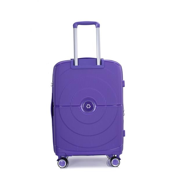 Expandable Hardshell Suitcase Double Spinner Wheels PP Luggage Sets Lightweight Durable Suitcase with TSA Lock,3-Piece Set (20/24/28) , Purple