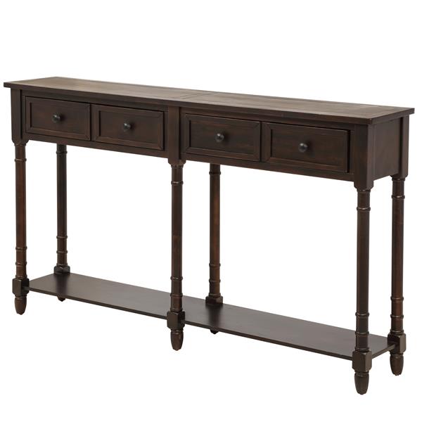 Console Table Sofa Table Easy Assembly with Two Storage Drawers and Bottom Shelf for Living Room, Entryway (Espresso)