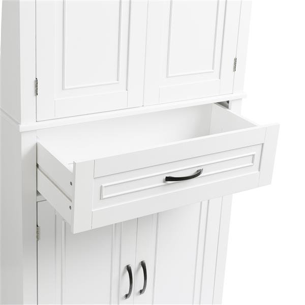 Bathroom Storage Cabinet with Doors and Drawer, Multiple Storage Space, Adjustable Shelf, White