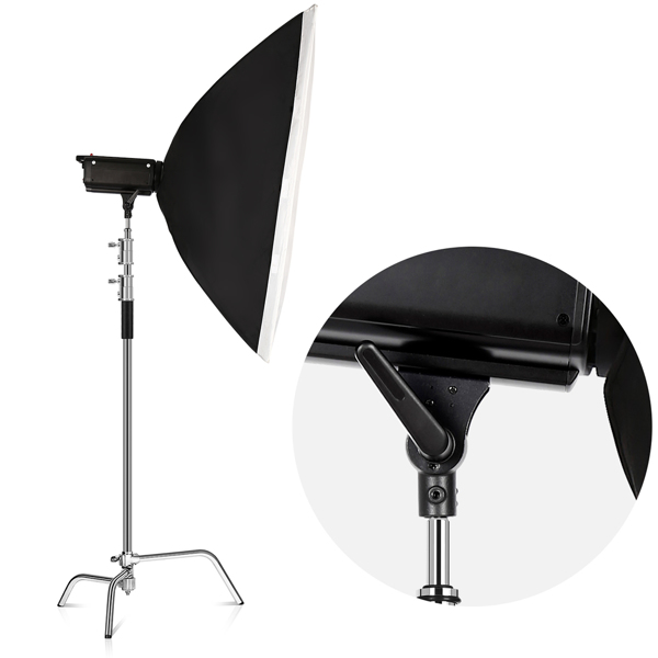 3m Verstellbarer C-Stand Lampentständer mit 1,2m Verlängerungsarm Tragetasche für Fotostudio, Silber