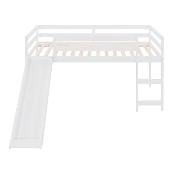 Loft Bed with Slide, Multifunctional Design, Twin (White)