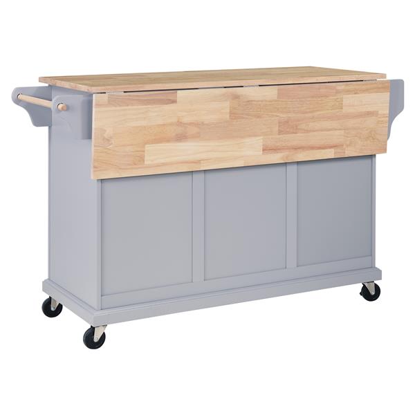 Natural Wood Top Kitchen Island with Storage