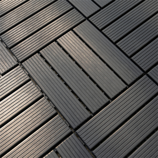 44pcs Straight stripe dark grey 11.8 "x 11.8" (30cmx30cm) interlocking deck plastic tiles, non-slip and waterproof, indoor and outdoor all-day terrace tiles, 3D imitation wood grain, patio, balcony