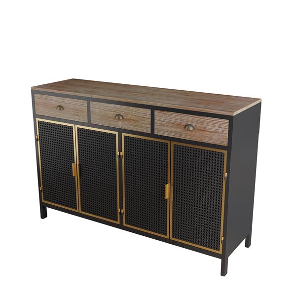 48" Wide  4 Doors Modern Sideboard with 3 Top Drawers,  Sideboard Storage Cabinet Entryway Floor Cabinet for Living Room Office Bedroom