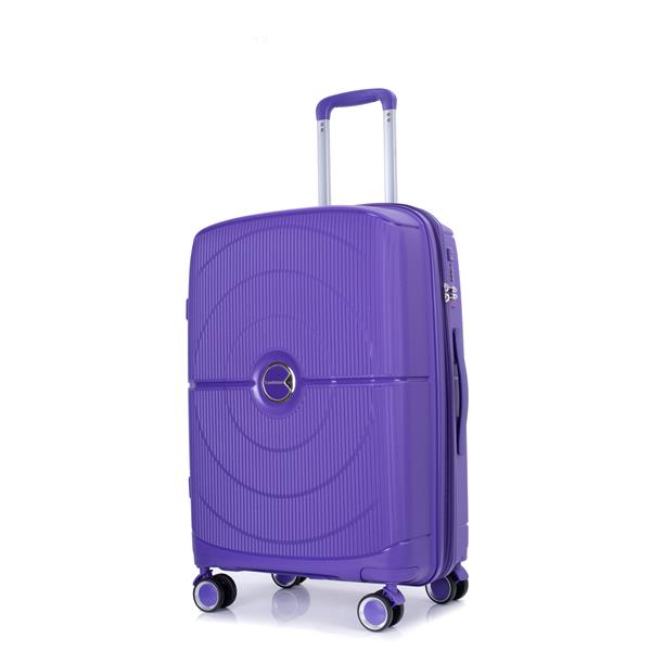 Expandable Hardshell Suitcase Double Spinner Wheels PP Luggage Sets Lightweight Durable Suitcase with TSA Lock,3-Piece Set (20/24/28) , Purple