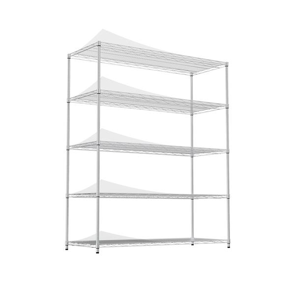 5-tier heavy-duty adjustable shelving and racking, 300 lbs. per wire shelf, With wheels, adjustable feet and shelf liners, for warehouses, supermarkets, kitchens, etc. 59.45 "L × 24.02 "W × 71.65 "H