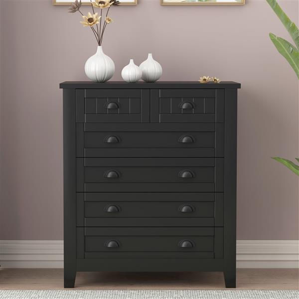 Drawer Dresser BAR CABINET side cabinet,buffet sideboard,buffet service counter, solid wood frame,plasticdoor panel,retro shell handle,applicable to dining room, living room, kitchen ,corridor,black