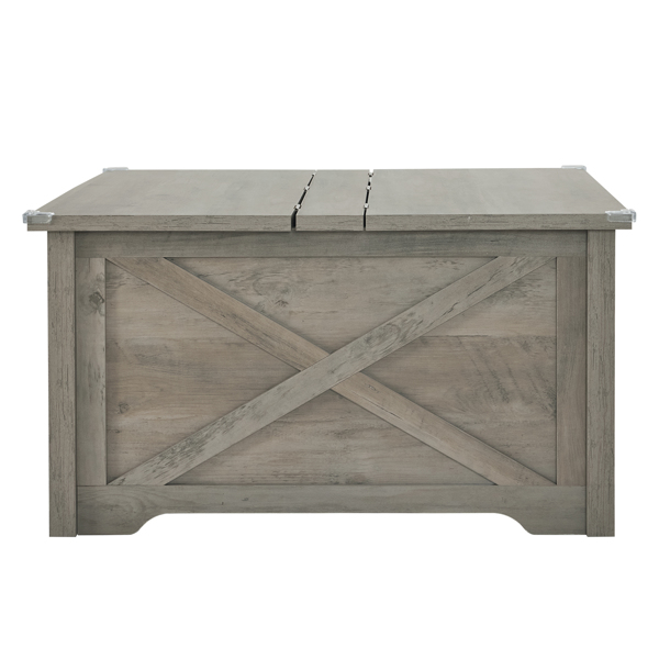 Farmhouse Coffee Table, Square Wood Center Table with Large Hidden Storage Compartment for Living Room, Rustic Cocktail Table with Hinged Lift Top for Home, Rustic Gray