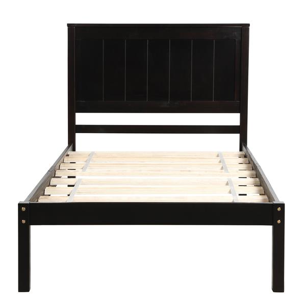 Platform Bed Frame with Headboard, Wood Slat Support, No Box Spring Needed,Twin, Espresso