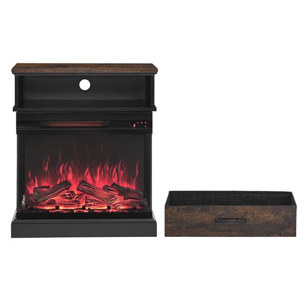 25 inch Stand Side Table with  3-Sided glass Electric Fireplace