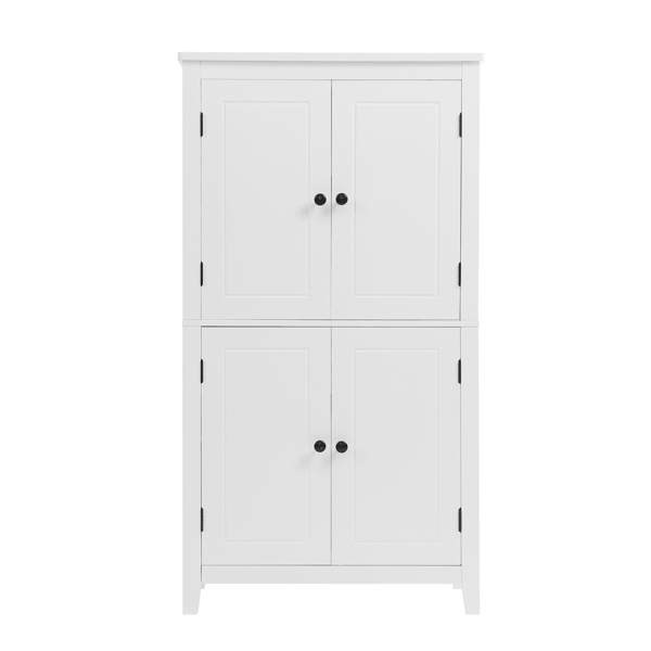 Elegant Bathroom Floor Storage Cabinet, Bathroom Storage Unit, Freestanding Cabinet with 4 Doors, Adjustable Shelves, Adaptable Shelves, White 