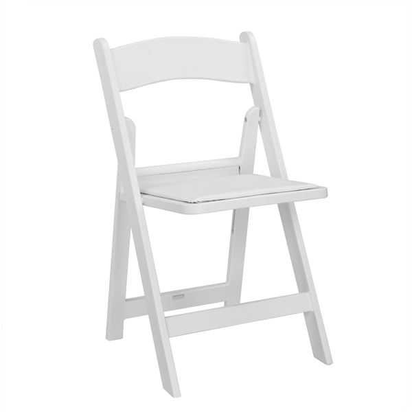 4 Pack Folding Chairs, Resin Chairs with Padded Seat, Comfortable Event Chairs Indoor Outdoor for Home Event Party Picnic School Wedding, White