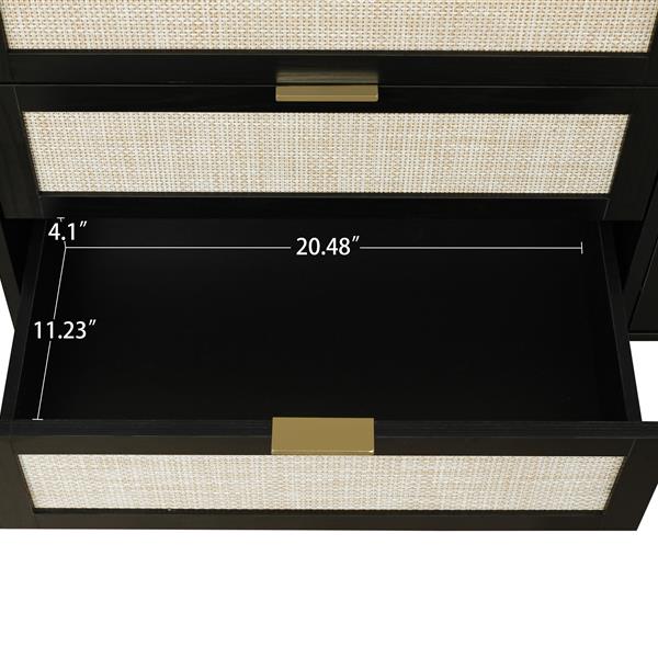 Modern 6 Drawer Dresser Wood Cabinet (Black)