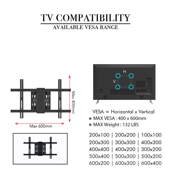 LEADZM TMDS-106 40-75" Flat Tilting TV Wall Mount with Spirit Level