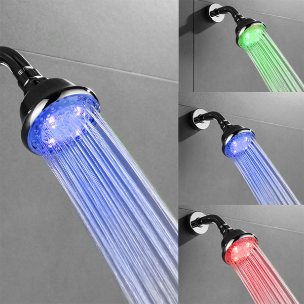 LED Light Shower Head, Colorful Temperature Control Light Shower Head, Three-color Fixed Shower Head, Color Changing Self-generation, Bathroom Accessories