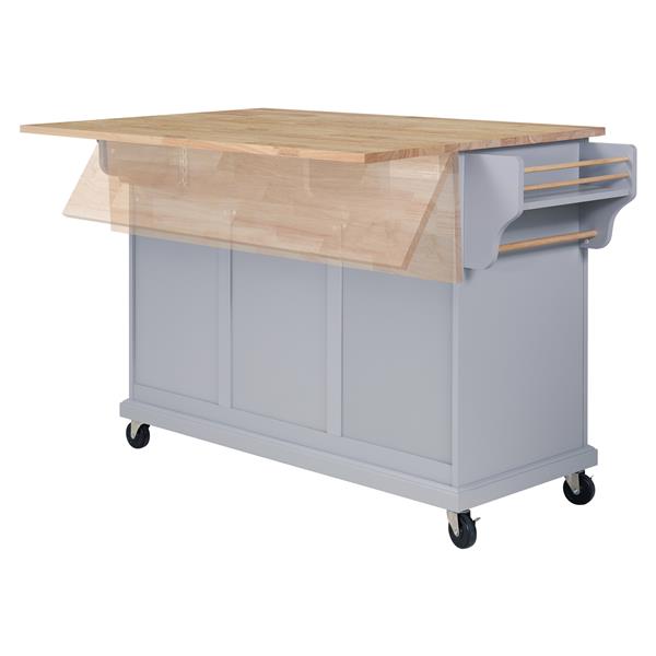 Natural Wood Top Kitchen Island with Storage