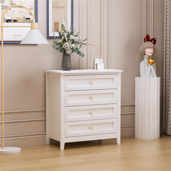 Solid Wood spray-painted drawer dresser bar,buffet tableware cabinet lockers buffet server console table lockers, retro round handle, applicable to the dining room, living room,kitchen corridor,white