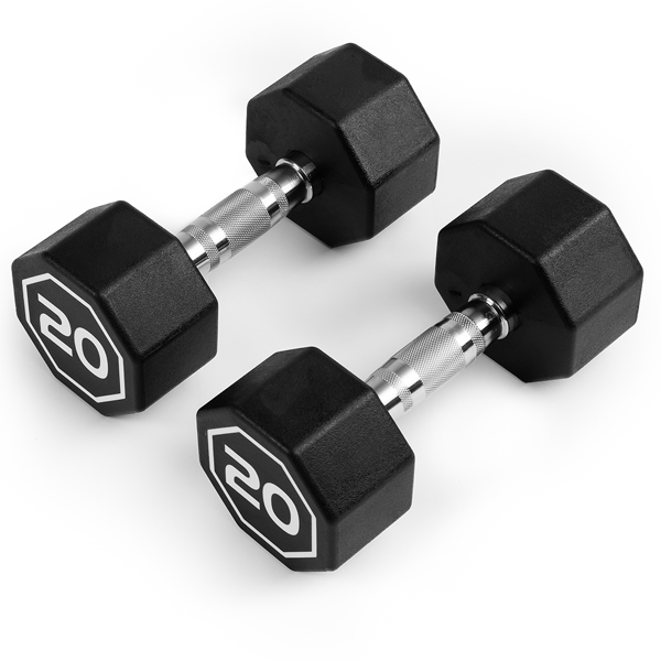 APOLLO IR3920 Premium Octagonal Dumbbell, Large Numbers, Hard Chrome Plated Handle Dumbbells to Assist with Push-Ups, 20 lbs set of 2  