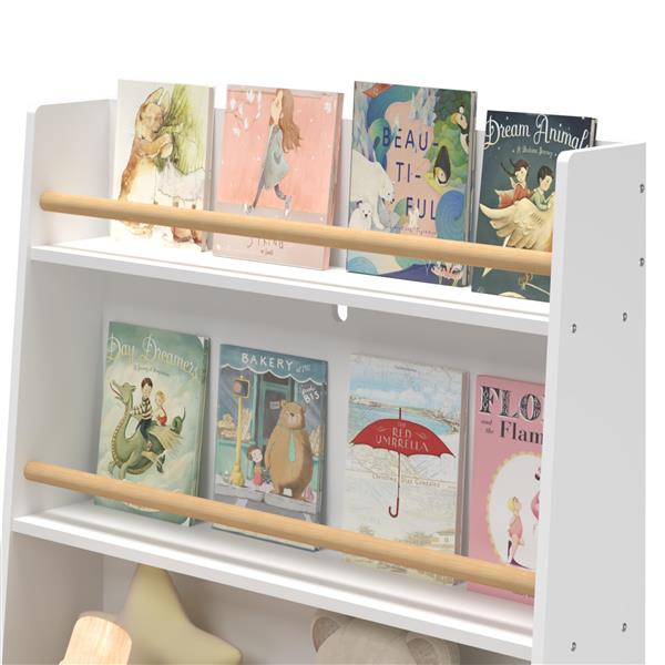 Kids Bookshelf, Book and Magazine  Rack, Book Organizer, toy Storage Cabinet Organizer, White