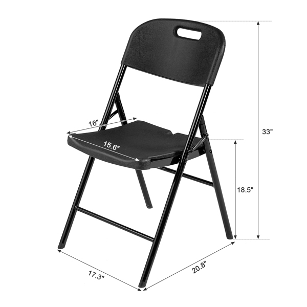 6pcs 47*54*84cm Garden Plastic Folding Chair Black