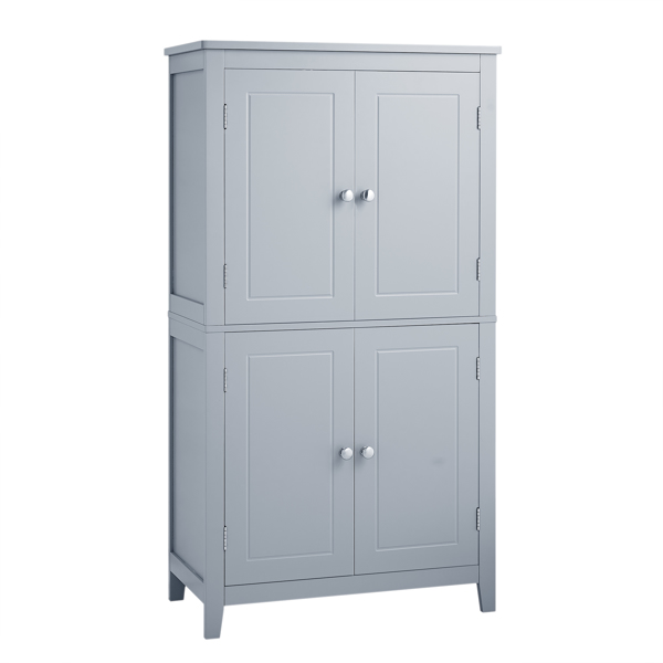 Bathroom Storage Cabinet, Cabinet with Two Doors and Drawers, Adjustable Shelf, MDF Board, Grey  