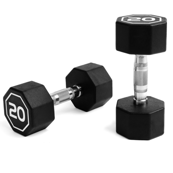 APOLLO IR3920 Premium Octagonal Dumbbells, Large Numbers, Hard Chrome Plated Handle Dumbbells to Assist with Push-Ups, 20 lbs set of 2  