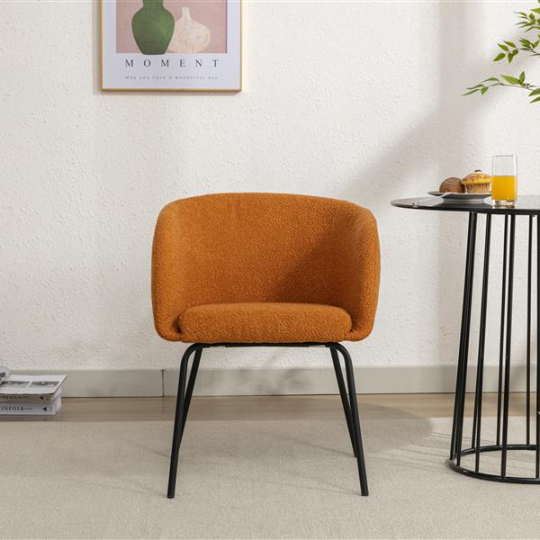 039-Set of 1 Fabric Dining Chair With Black Metal Legs,Ginger