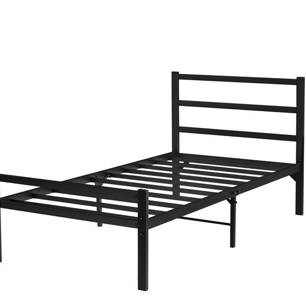 Twin Bed Frame with Headboard and Footboard, Bed Frame Platform with Storage Space, Heavy Duty Metal Bed No Box Spring Required, 11'' Under-Bed Storage, Anti-Slip, Noise Free, Black