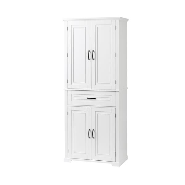 Bathroom Storage Cabinet with Doors and Drawer, Multiple Storage Space, Adjustable Shelf, White