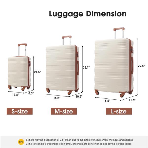 Hardshell Luggage Sets 3 Pcs Spinner Suitcase with TSA Lock Lightweight 20''24''28''