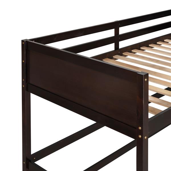 Solid Wood Twin Size Loft Bed with Ladder(Espresso)