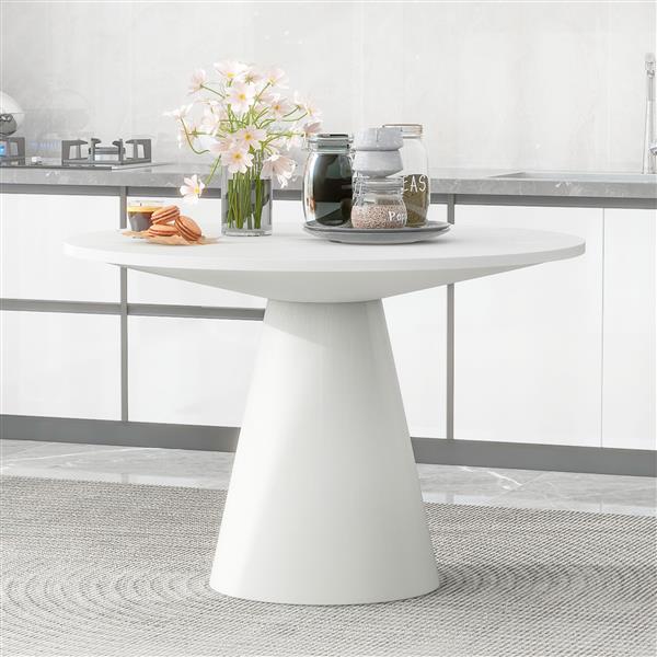 Retro Round Dining Table Minimalist Elegant Table for Living Room, Dining Room (White)