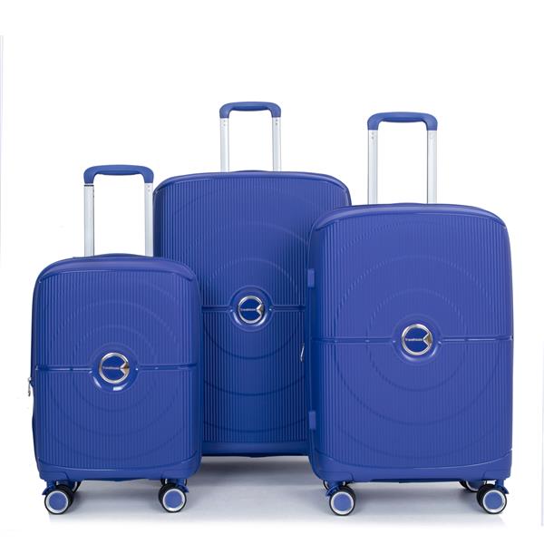 Expandable Hardshell Suitcase Double Spinner Wheels PP Luggage Sets Lightweight Durable Suitcase with TSA Lock,3-Piece Set (20/24/28) ,Navy