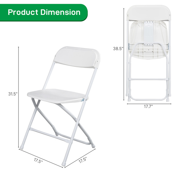 4pcs Injection Molding Classic Garden Plastic Folding Chair White